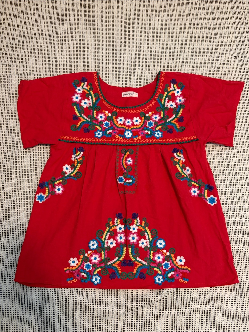 Embroidered Red Mexican Peasant Top size M